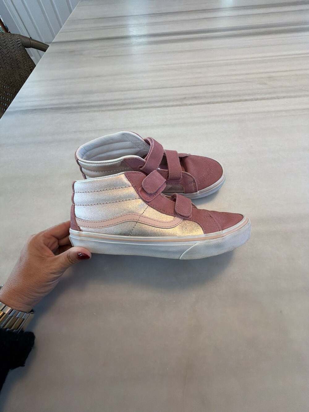 Vans Sk8-Mid Reissue V Size 5.0 Pink Metallic Pop High-Top Sneakers